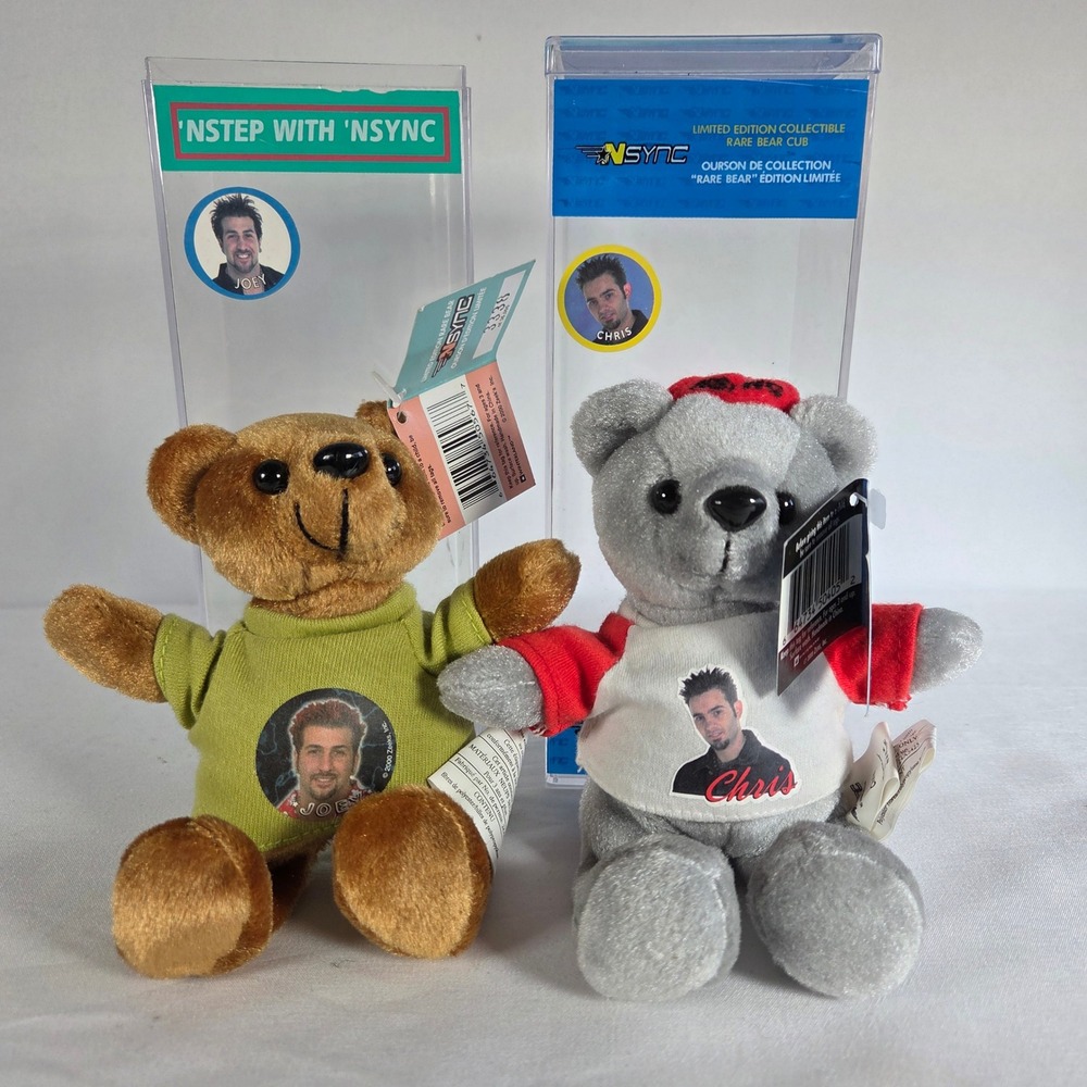 NSYNC 2000 Limited Edition Rare Bear‎ Cub Joey Fatone Chris Kirkpatrick Set of 2
